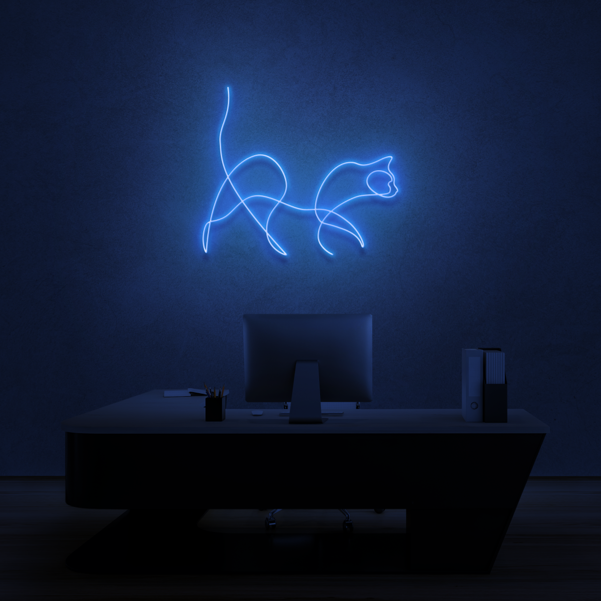 Cat Neon Line Art