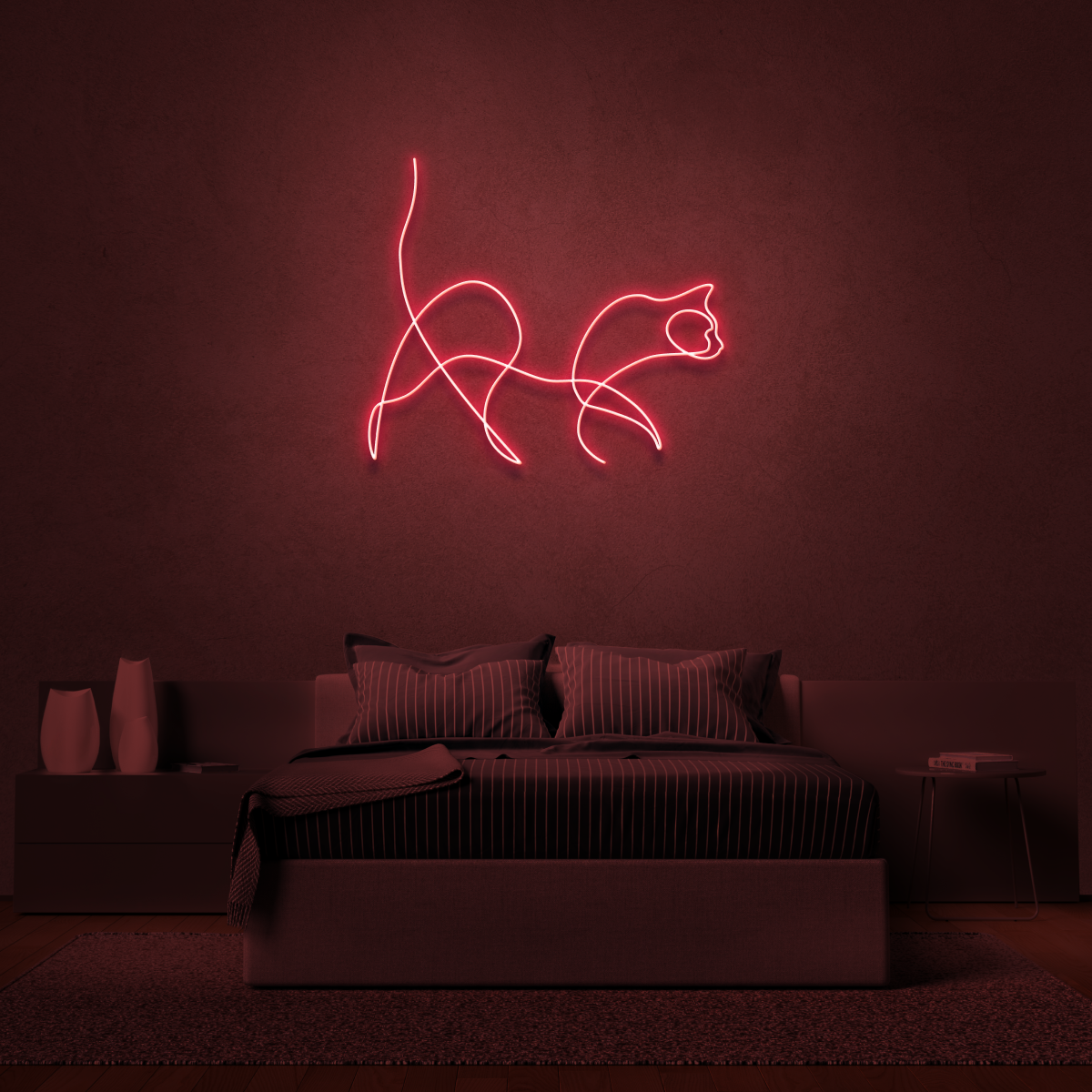 Cat Neon Line Art